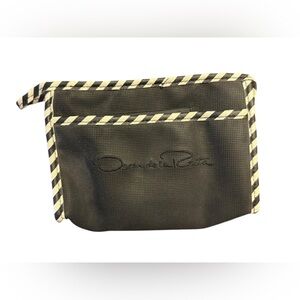 Oscar de la Renta Black and White Cosmetic Bag with mirror